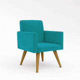 Poltrona Decorativa Cadeira Escritório Recepção Balaquidecor Cor Azul turquesa