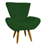 Poltrona Decorativa Cadeira Pé Palito Emilia Suede Cores Cor Verde