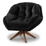 Poltrona Decorativa Califórnia Com Base Giratória Veludo Cor Preto