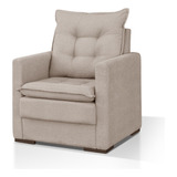 Poltrona Decorativa Do Papai Cadeira Estofada Ágar Com Encosto Macio Para Sala De Descanso E Escritório Tecido Bouclê Cor Off white J b