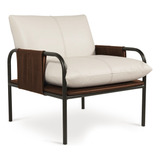 Poltrona Decorativa Estilo Industrial Lina L07 Couro Bco cml