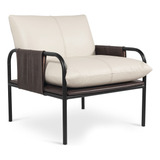 Poltrona Decorativa Estilo Industrial Lina L07 Couro Bco pto
