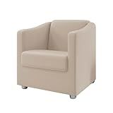Poltrona Decorativa Estofada Cadeira Sala De Estar Quarto Recepção Luxo Mariana Suede Bege