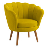 Poltrona Decorativa Flor Pés Palito Veludo Kimi Design