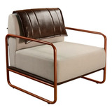 Poltrona Decorativa Industrial Milla Braço Ferro Preto Cobre