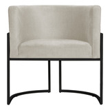 Poltrona Decorativa Luana Base Em Metal Preta Suede Cores Cor Bege