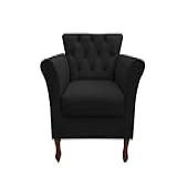 Poltrona Decorativa Moderna Para Sala Quarto E Escritório Viena Cor Corino Preto