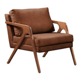 Poltrona Decorativa Mona Luxo Madeira Maciça Desenho Do Tecido Caramelo