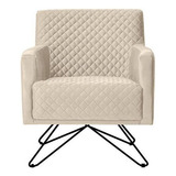 Poltrona Decorativa Nagoya Base Orby Veludo Bege Gran Belo