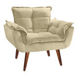 Poltrona Decorativa Opala Para Sala Confortável Cor Bege