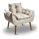 Poltrona Decorativa Opala Para Sala De Estar E Recepção Luxo