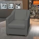 Poltrona Decorativa Para Sala Cadeira Reforçada Para Recepção Manicure Sala De Espera Consultório Escritório Corino Cores Pé Cromado Clique Decore Cinza