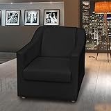 Poltrona Decorativa Para Sala Cadeira Reforçada Para Recepção Manicure Sala De Espera Consultório Escritório Corino Cores Pé Cromado Clique Decore Preto 