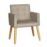 Poltrona Decorativa Para Sala De Estar Recepção Reforçada Cappuccino 