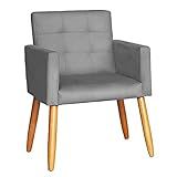 Poltrona Decorativa Para Sala De Estar Recepção Reforçada Cinza 