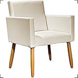 Poltrona Decorativa Para Sala Nina Cadeira Reforçada Para Recepção Manicure Sala De Espera Escritório Consultório Corino Cores Pé Castanho Clique Decore Bege