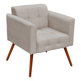 Poltrona Decorativa Pés Palito Ana Suede Bege Ibiza Cor Creme Desenho Do Tecido Liso