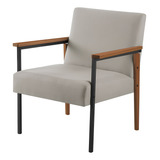 Poltrona Decorativa Trindade Estilo Industrial Em Linho