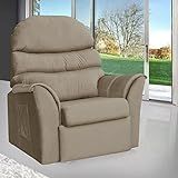 Poltrona Do Papai Reclinável Grande E Confortavel Suede Bege