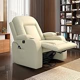 Poltrona Do Papai Reclinável Massagem E Aquecimento Giratório Balanço 2 Porta Copos Mark PU Bege G31 Encantum