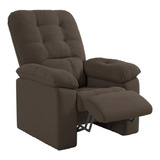 Poltrona Do Papai Reclinável Suede Veludo Estoril Marrom