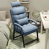 Poltrona Estofada E Relaxante Quarto Poltrona Reclinável Em Tecido Encosto Cabeça Almofada De Cintura Bolso Lateral E Estrutura De Aço Grossa Blue 