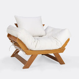 Poltrona Japão Futon Sarja Madeira Pinus Imbuia