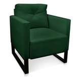 Poltrona Luisa Suede Industrial Metálica Preto D rossi Cor Verde