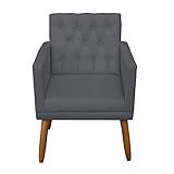 Poltrona MOBLAN Decortaiva Para Sala De Estar Moderna Em Destaque Estofada Poltronas Para Sala De Leitura Manicure Em Tecido Cadeira Individual Resistente E Pernas De Madeira 1 Cinza 