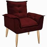 Poltrona Opala Decorativa Escritório Recepção Marsala Desenho Do Tecido Suede Marsala
