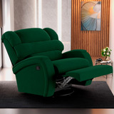 Poltrona Papai Reclin Kylie Manual Gira Usb Veludo Esmeralda