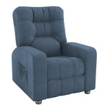 Poltrona Papai Reclinável Azera Mx 7 Suede Azul B 373 Matrix