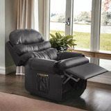 Poltrona Papai Reclinavel Corino Conforto Quarto Sala Cor Preto Desenho Do Tecido Corino Liso Top Sofas