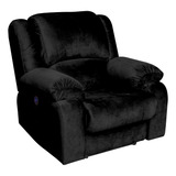 Poltrona Papai Reclinável Massageador Usb Simon Veludo Preto