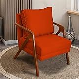 Poltrona Para Sala Decorativa Shine Cadeira Reforçada Para Recepção Manicure Sala De Espera Consultório Escritório Confortável Em Madeira Maciça Castanho Suede Cores Terracota 