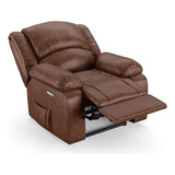 Poltrona Reclin Pietra Elétrica Led Massagem Pu Marro Brilho