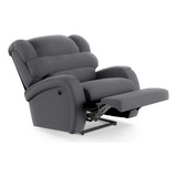 Poltrona Reclina Kalie Power Elétrica Massagem Veludo Cinza