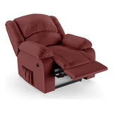 Poltrona Reclina Pietra Power Elétrica Massagem Pu Vermelho