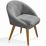 Poltrona Sala De Estar Escritório Recepção Decorativa Estofada Pes Palito Cinza