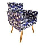 Poltrona Sala Decoração Bia Patchwork Pé Palito Cor Suede Triângulo Roxo