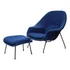 Poltrona Womb Chair Com Puff Em Linho