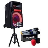 Polyvox- Caixa De Som Bluetooth Amplificada XC-812T De 600W - 2 Mic Sem Fio - Pedestal-Tripé Para Caixa De Som