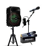 Polyvox- Kit Show Polyvox Caixa De Som Amplificada Bluetooth 10 300W - Tripés - Microfone Sem Fio