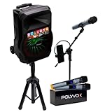 Polyvox, Kit Show Polyvox Com Caixa Amplificada Xc-715t + Tripé Para Caixa + Dois Microfones Sem Fio + Pedestal Para Microfone