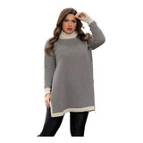 Poncho Blusa Feminino Manga Longa Tricot Ponche Gola Frio