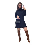 Poncho Blusa Vestido Feminino Lã Tricô Gola Alta