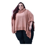Poncho Com Gola Tricot Tricô Veste Até O Plus Size Gestante