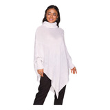 Poncho Feminino De Bico E Gola Tricot Casual Moda Premium
