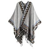 Poncho Feminino De Inverno Com Borlas Capa Vintage Colorido Listrado Cardigã 3 Tamanho Único