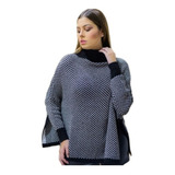 Poncho Feminino Manga Longa Tricot Ponche